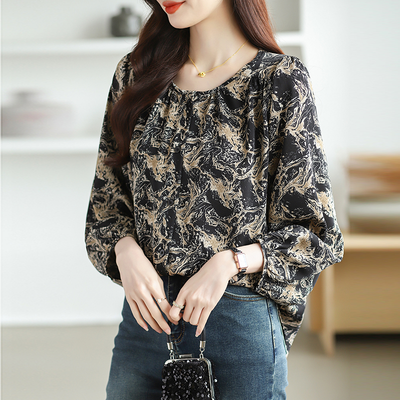 Round neck spring and summer tops slim shirt