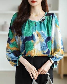 Floral Cover belly chiffon shirt loose Western style tops