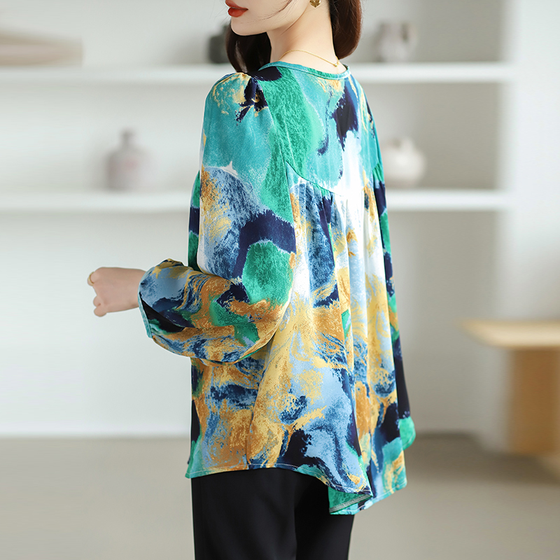 Floral Cover belly chiffon shirt loose Western style tops