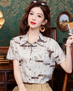 Lapel Western style simple Chinese style ink shirt