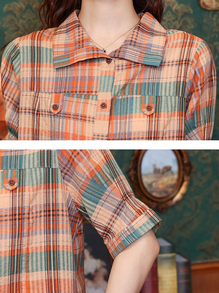 Summer temperament Western style tops plaid all-match shirt