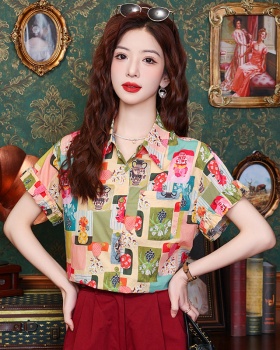 Temperament summer printing shirt colors sweet tops