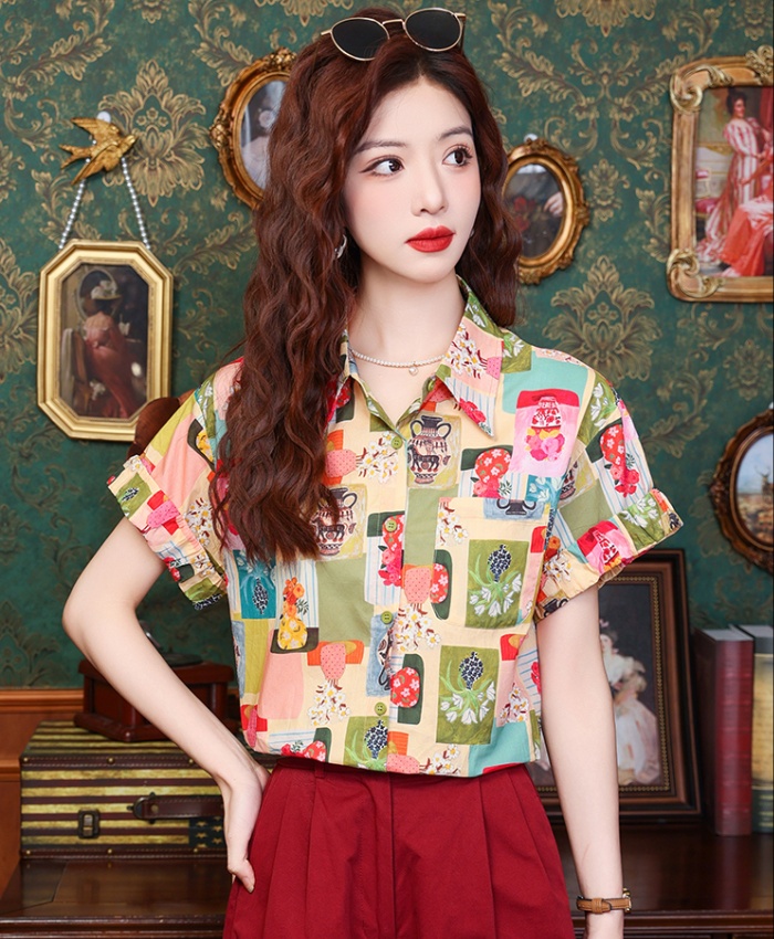 Temperament summer printing shirt colors sweet tops