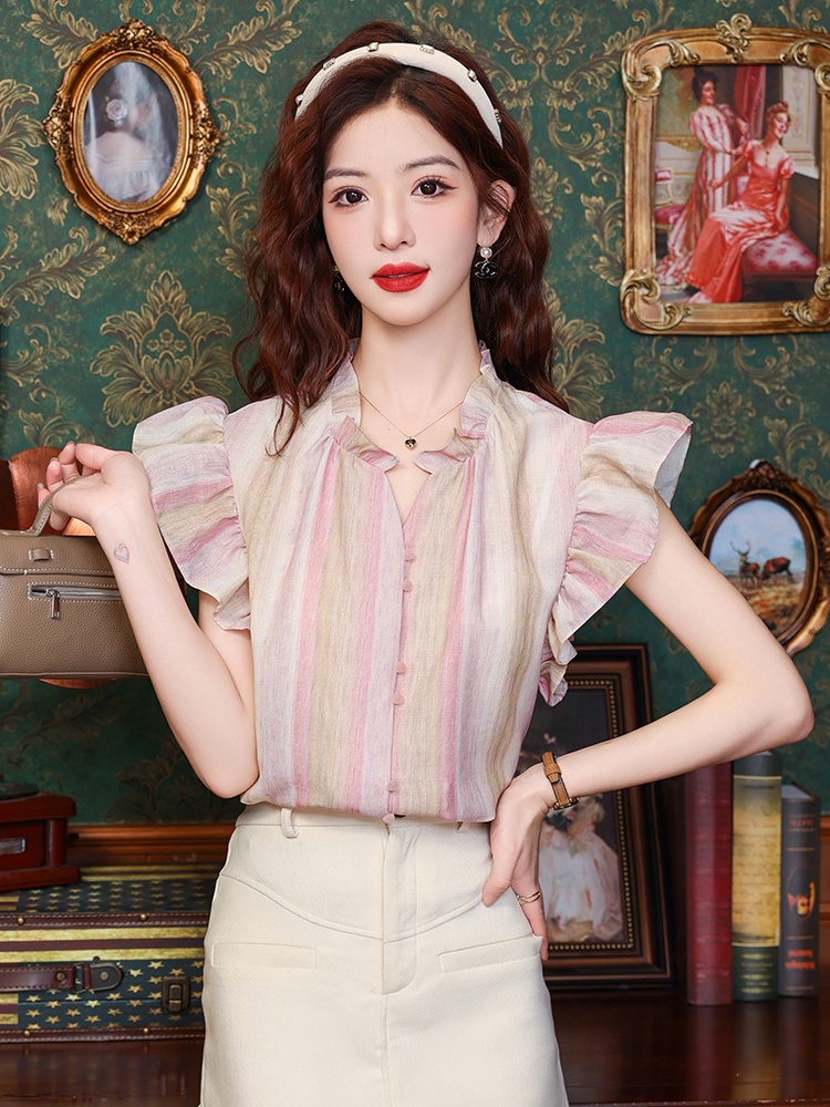 Unique gradient shirt Western style small shirt