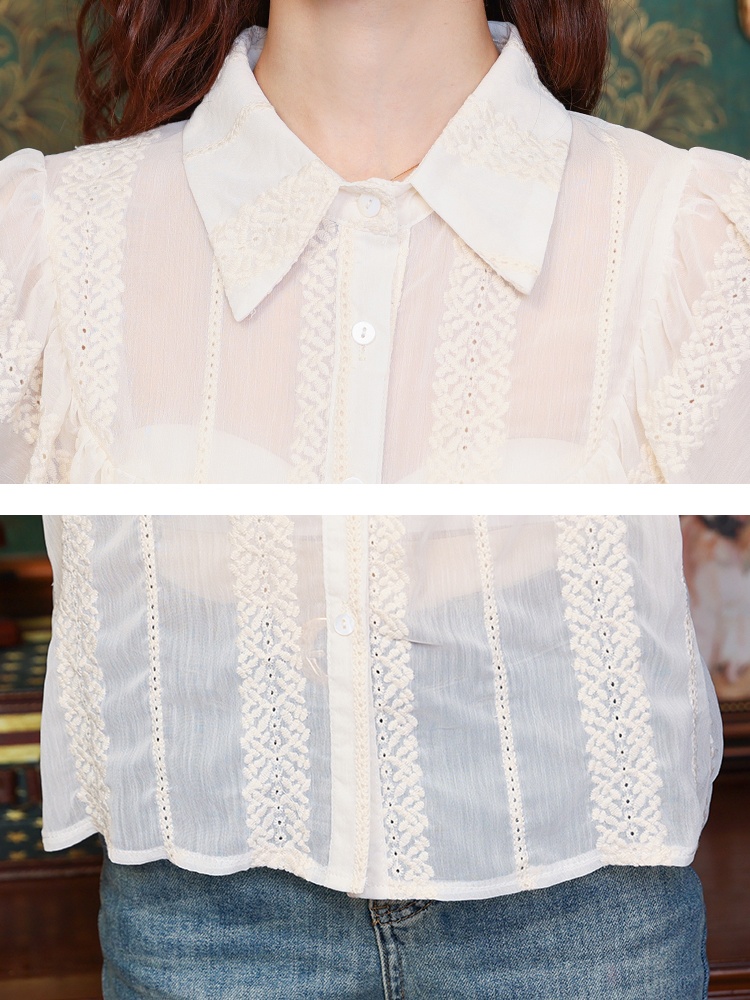 Sweet summer unique shirt tender France style lace tops