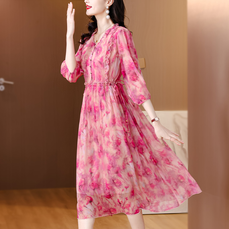 Western style France style summer tender floral dress