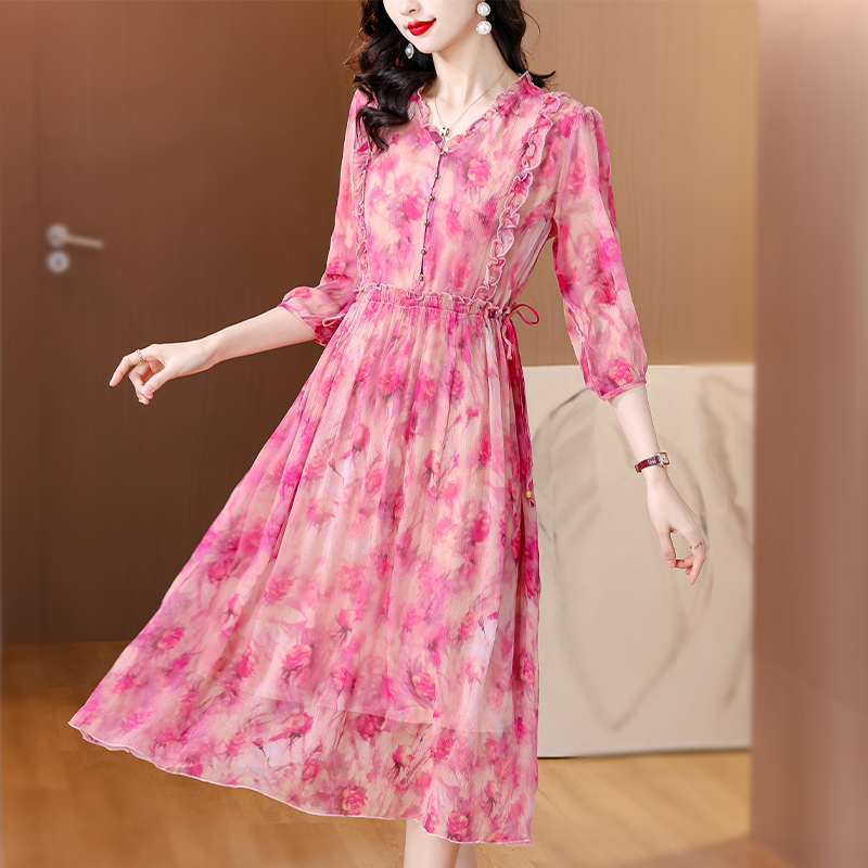 Western style France style summer tender floral dress