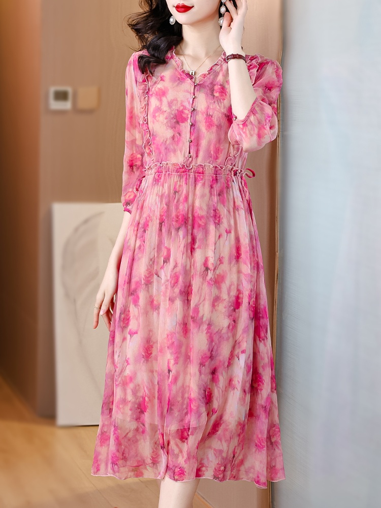 Western style France style summer tender floral dress