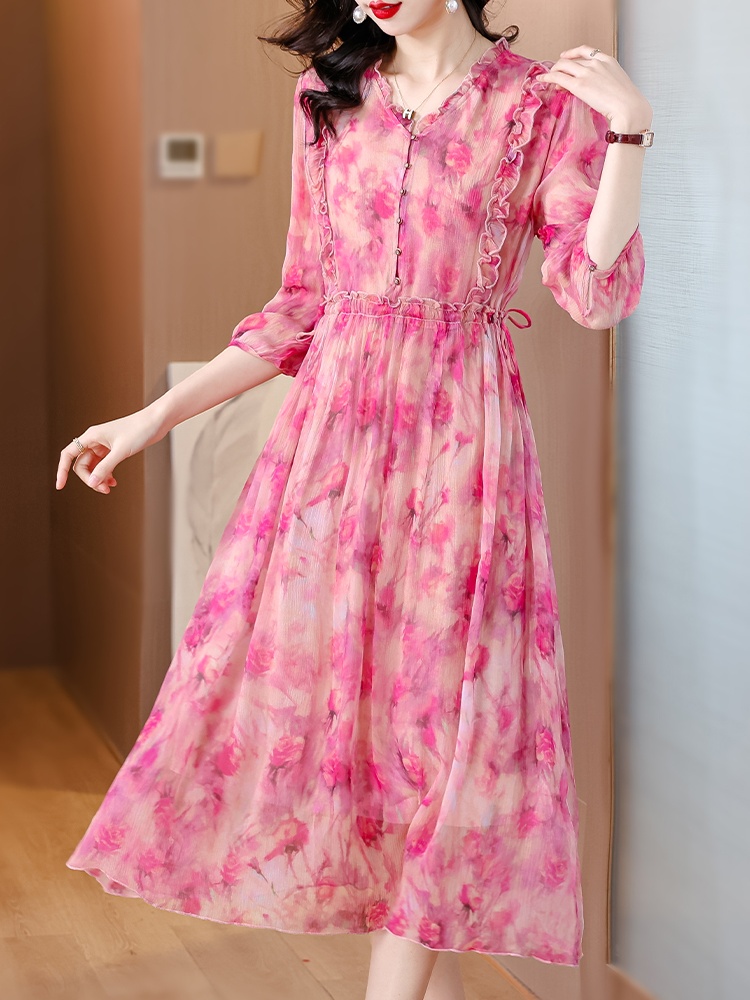 Western style France style summer tender floral dress