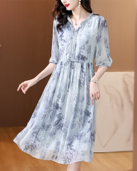 Spring and summer slim floral temperament dress for women