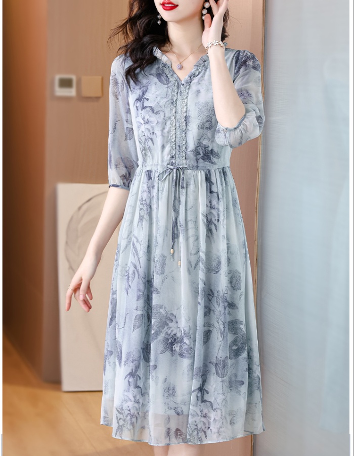 Spring and summer slim floral temperament dress for women