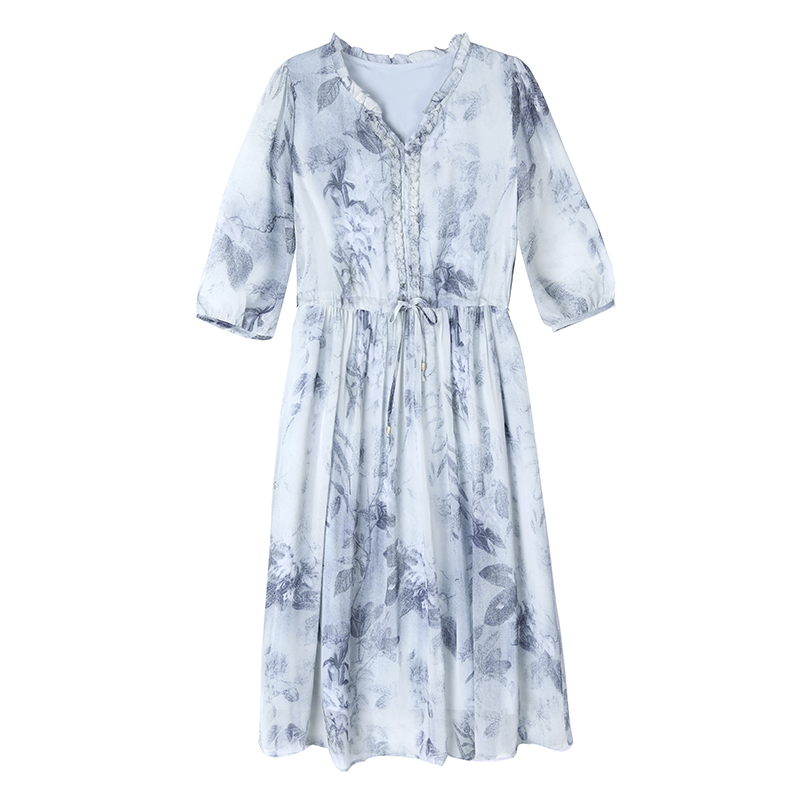 Spring and summer slim floral temperament dress for women