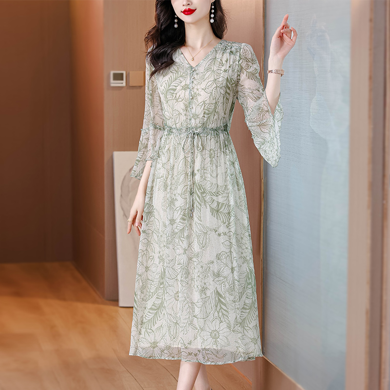 Real silk slim baotou light temperament dress for women