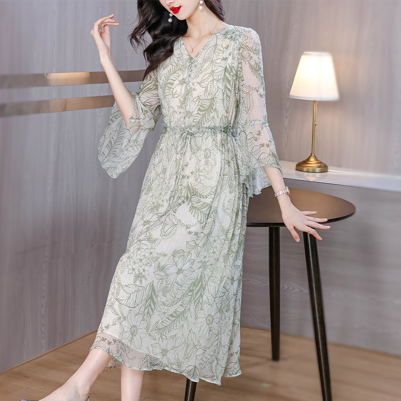 Real silk slim baotou light temperament dress for women