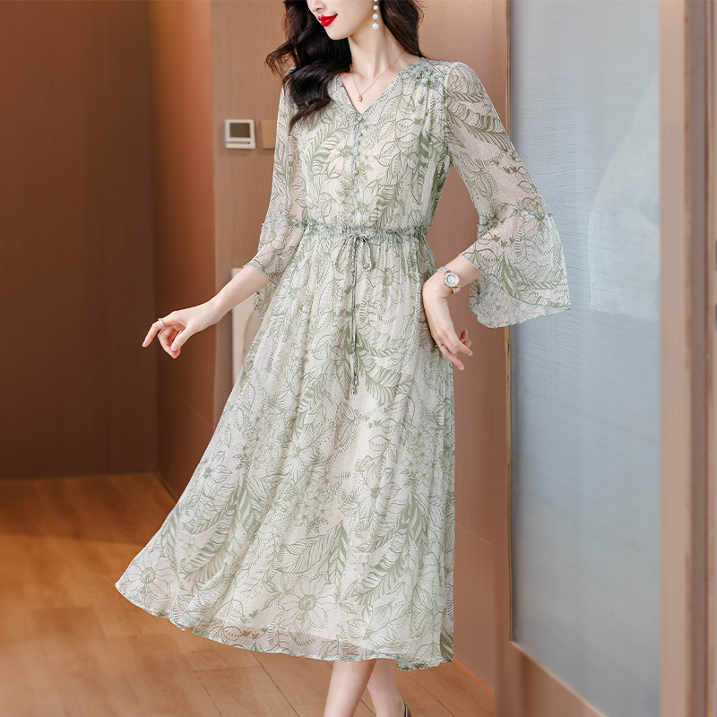 Real silk slim baotou light temperament dress for women