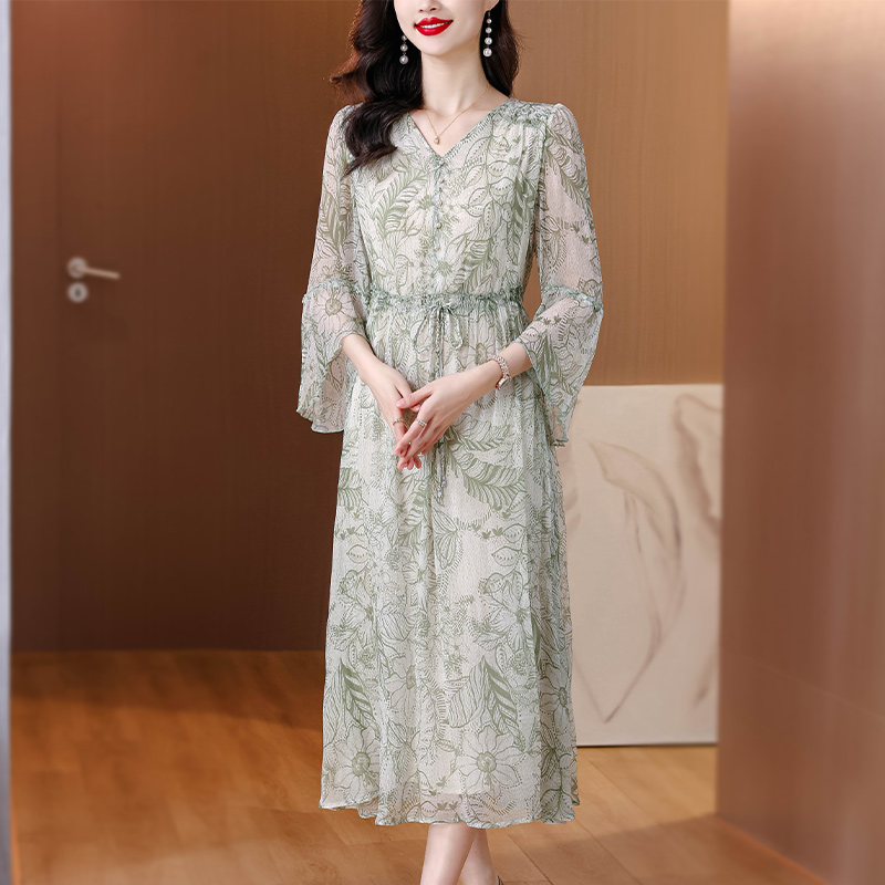 Real silk slim baotou light temperament dress for women