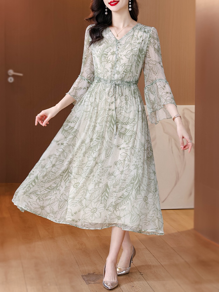 Real silk slim baotou light temperament dress for women