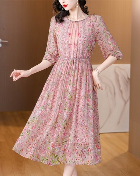 Slim floral long dress temperament dress for women