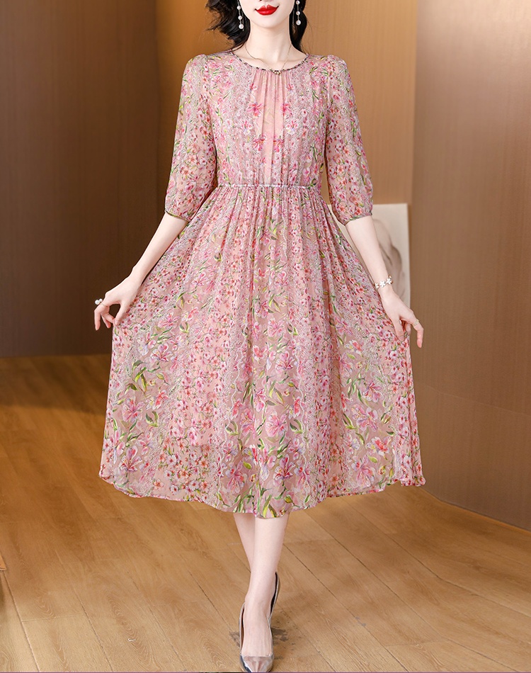 Slim floral long dress temperament dress for women