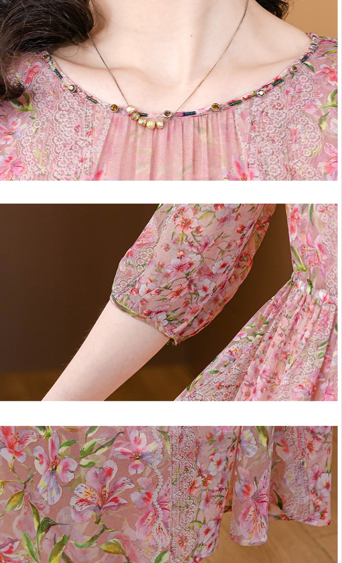 Slim floral long dress temperament dress for women