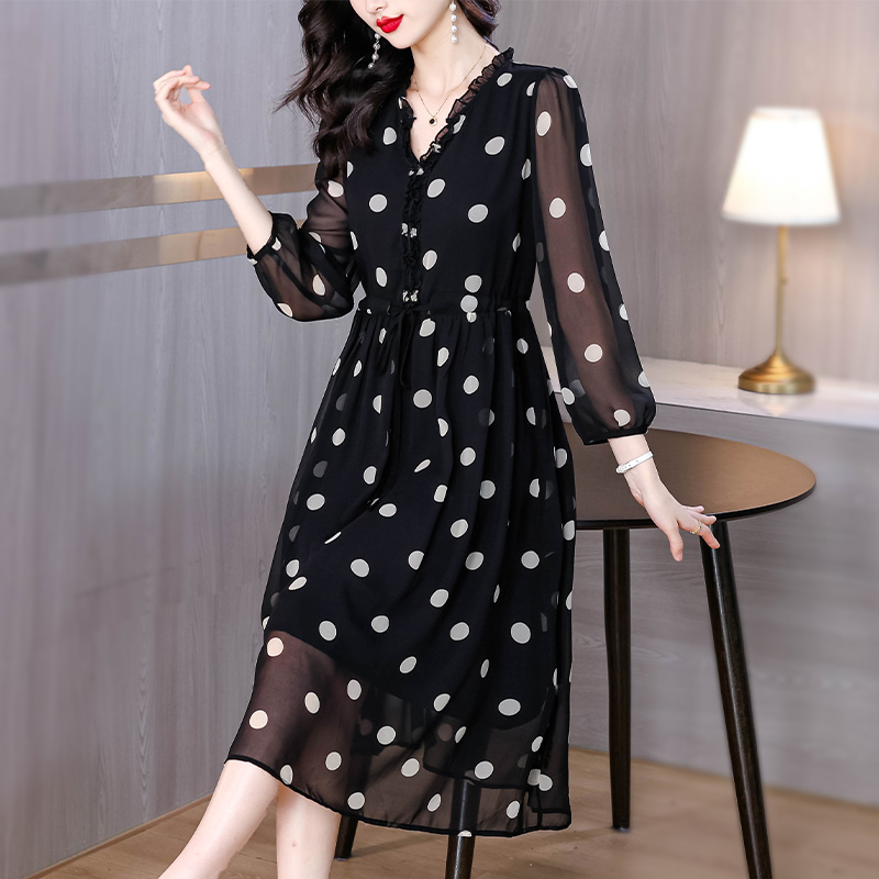 France style niche dress real silk long dress for women