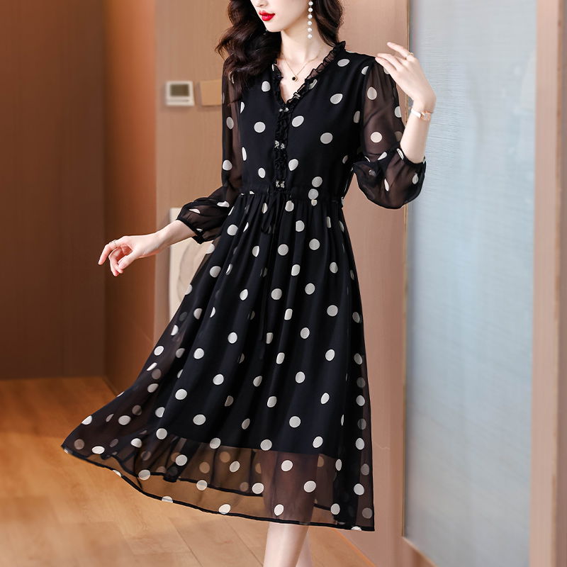 France style niche dress real silk long dress for women