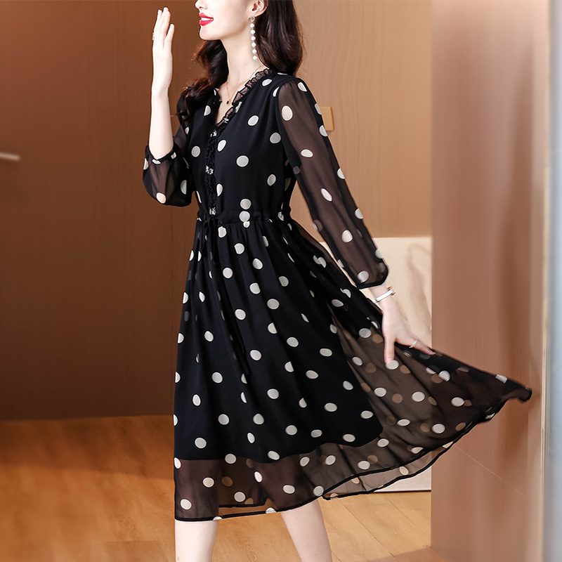 France style niche dress real silk long dress for women