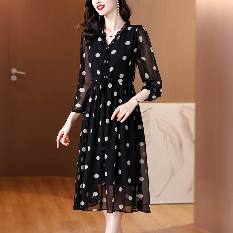 France style niche dress real silk long dress for women