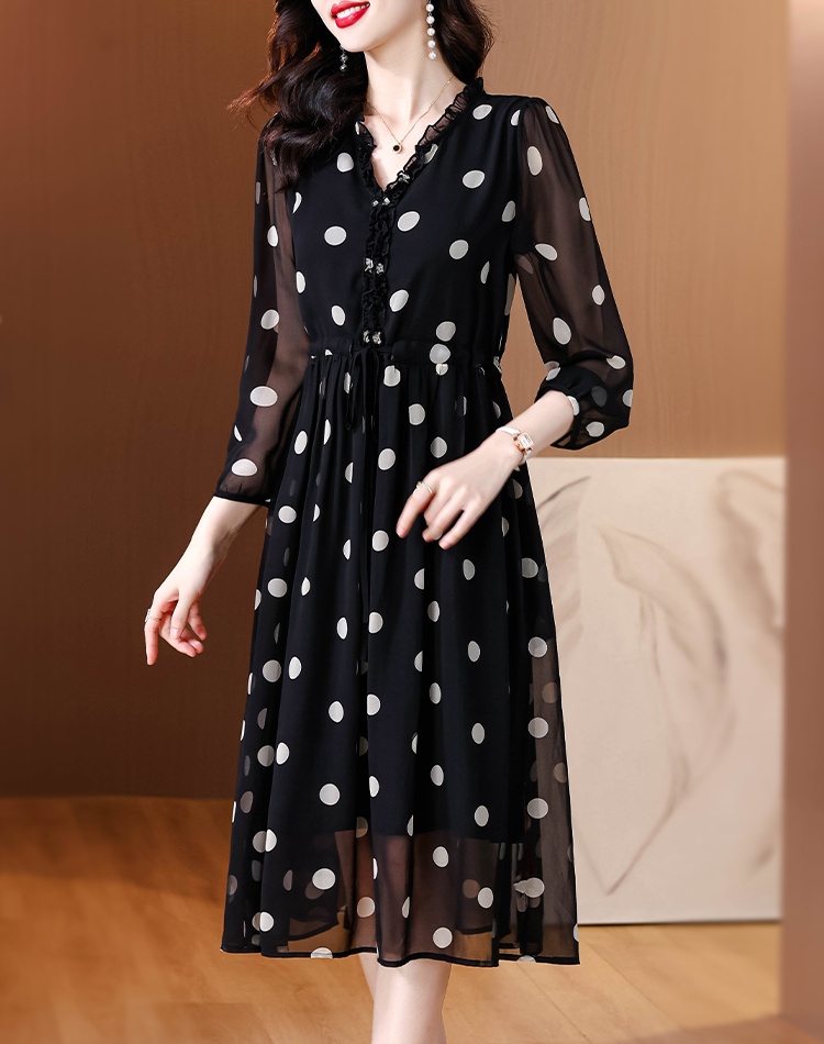 France style niche dress real silk long dress for women