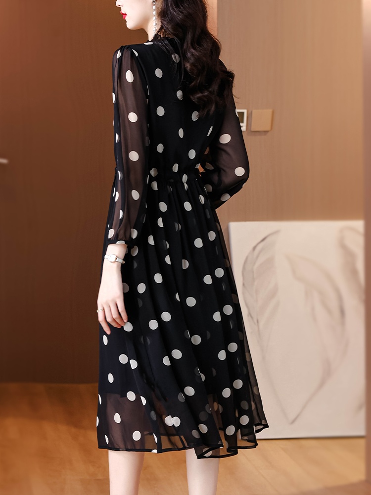 France style niche dress real silk long dress for women