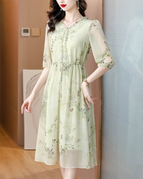 Refinement noble real silk temperament elegant dress