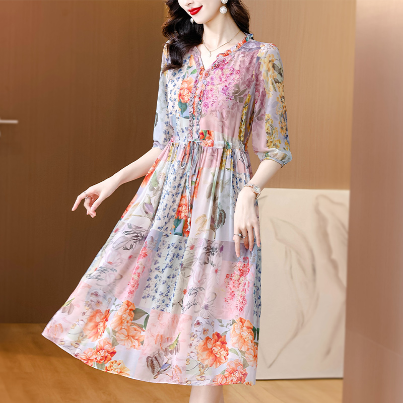 Temperament real silk long dress niche dress for women