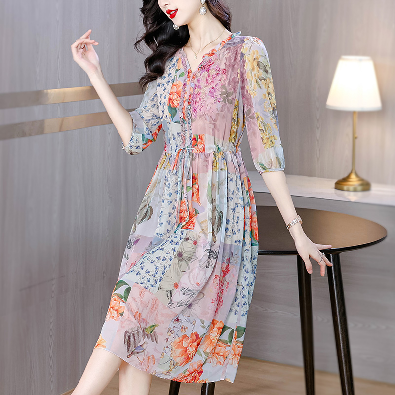 Temperament real silk long dress niche dress for women