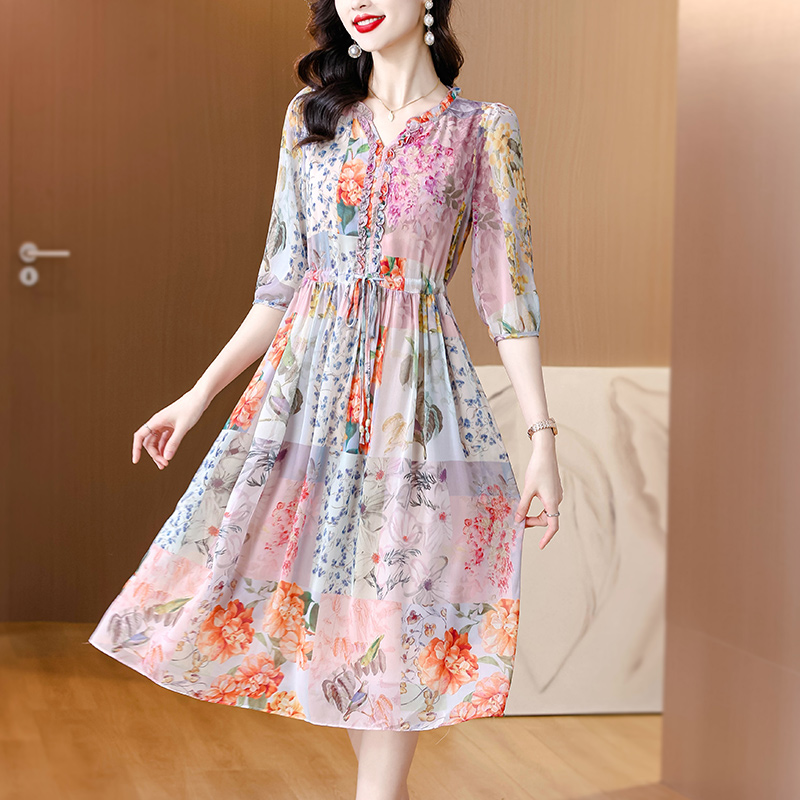 Temperament real silk long dress niche dress for women