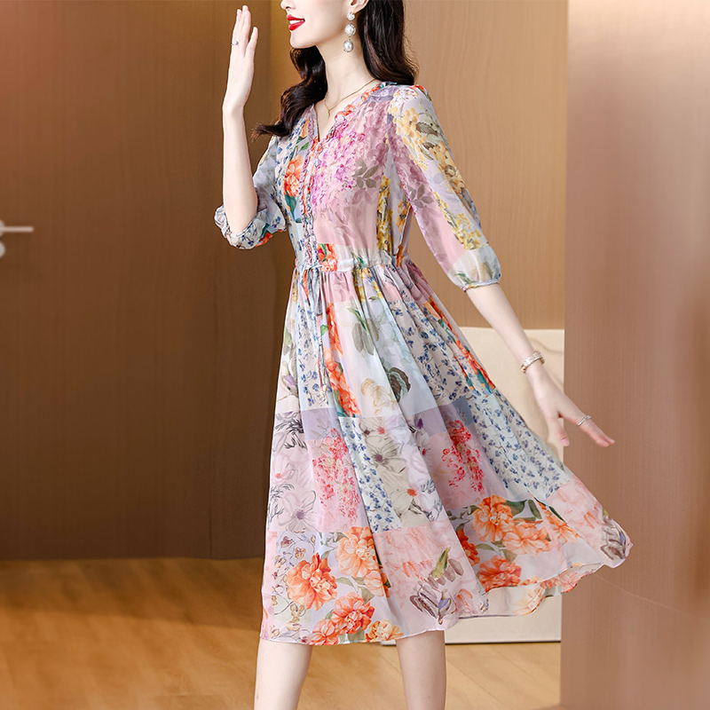 Temperament real silk long dress niche dress for women