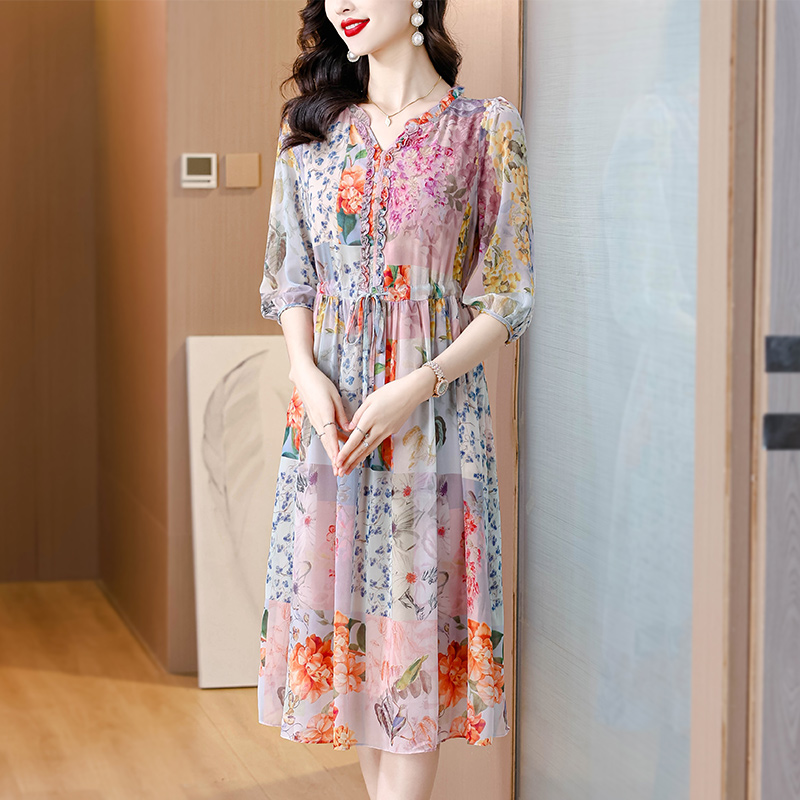 Temperament real silk long dress niche dress for women