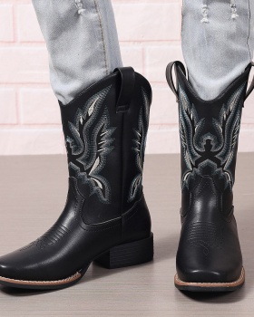 Embroidered boots thick half Boots for women