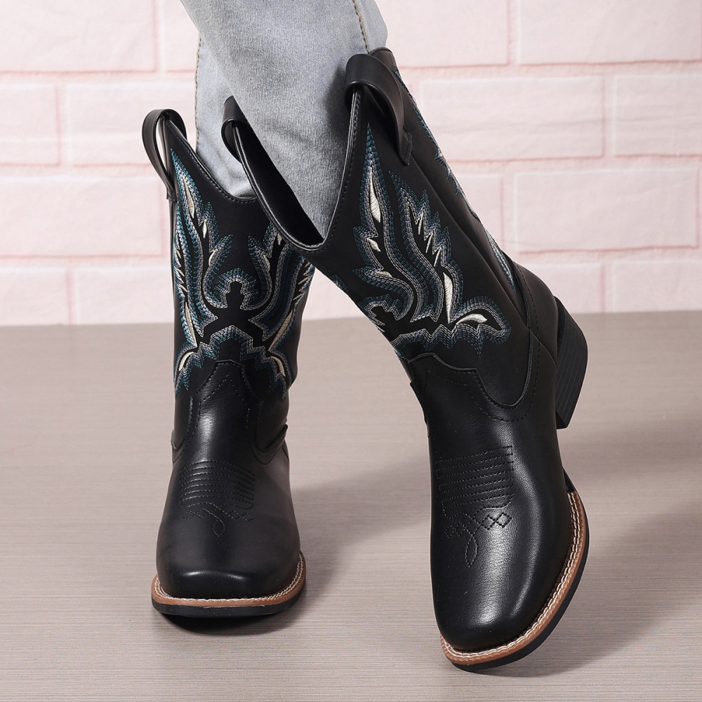 Embroidered boots thick half Boots for women