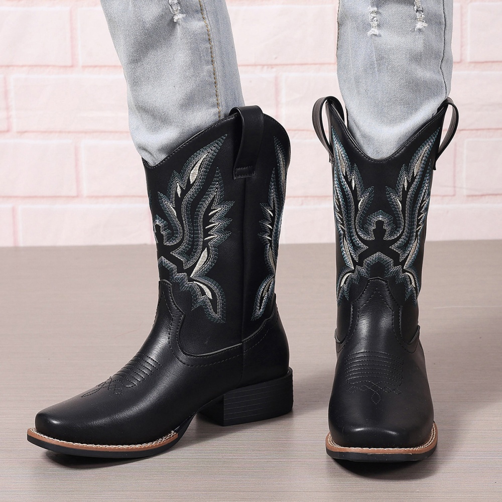 Embroidered boots thick half Boots for women