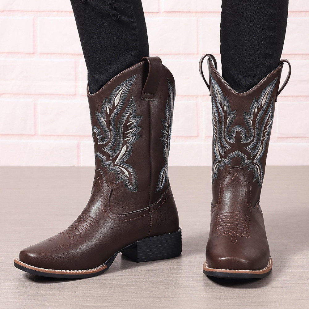 Embroidered boots thick half Boots for women