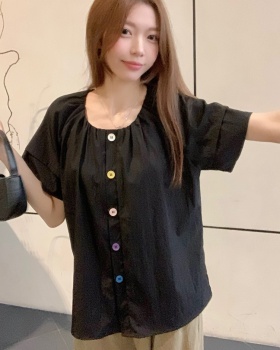 Korean style puff sleeve slim shirt for women