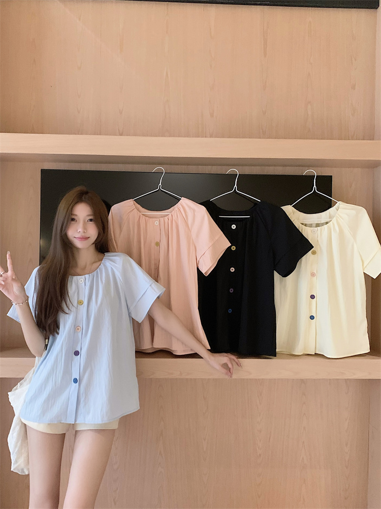 Korean style puff sleeve slim shirt for women