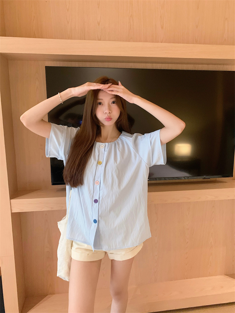 Korean style puff sleeve slim shirt for women