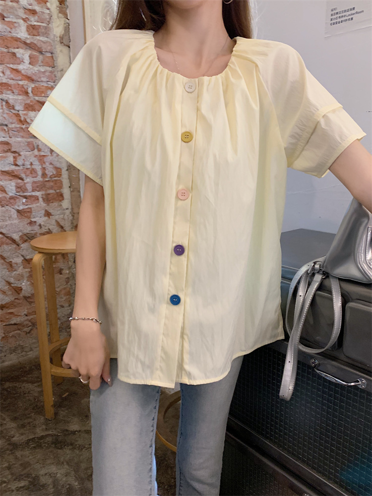 Korean style puff sleeve slim shirt for women