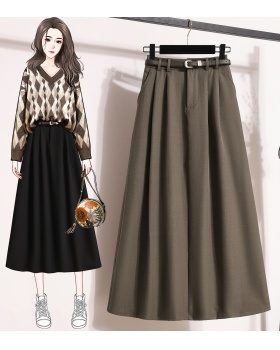 Long high waist skirt A-line pleated business suit