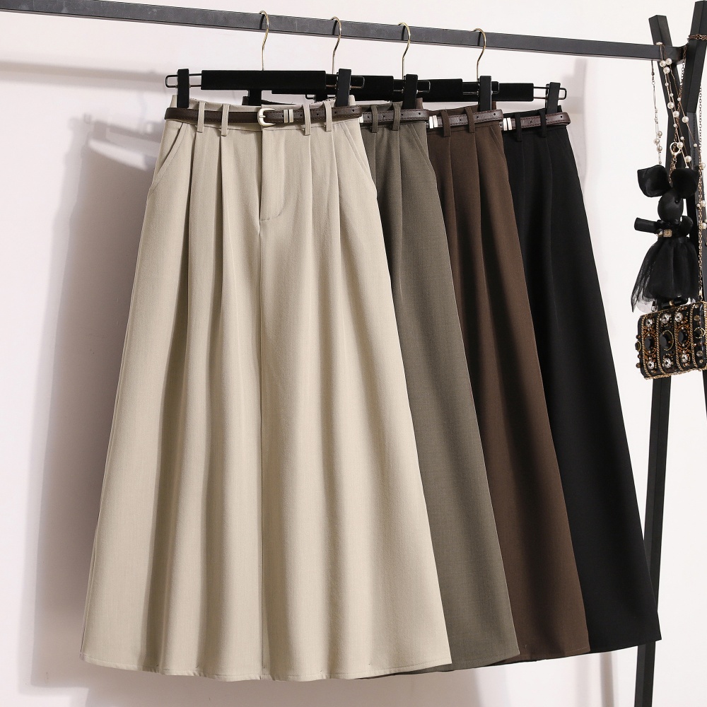 Long high waist skirt A-line pleated business suit