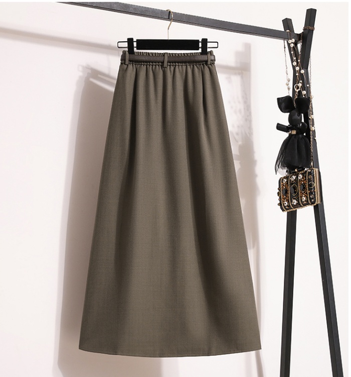 Long high waist skirt A-line pleated business suit