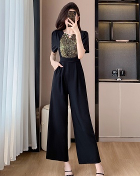 Temperament fashion wide leg pants high waist summer jumpsuit