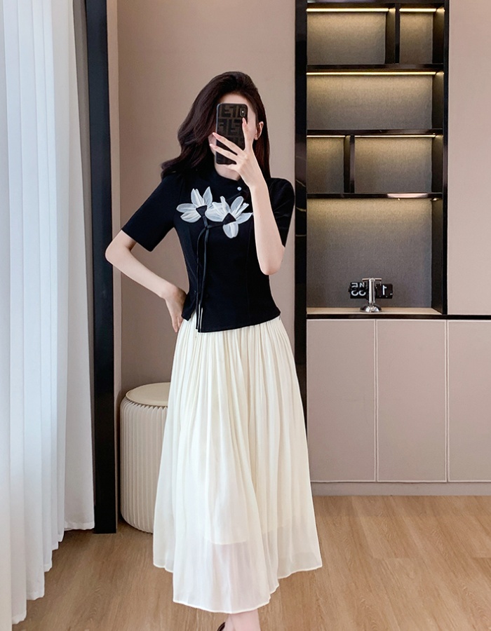 Big skirt sweet long skirt long summer tops 2pcs set