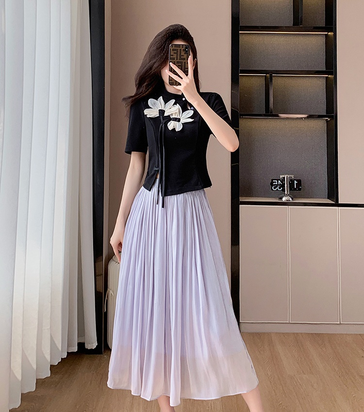 Big skirt sweet long skirt long summer tops 2pcs set